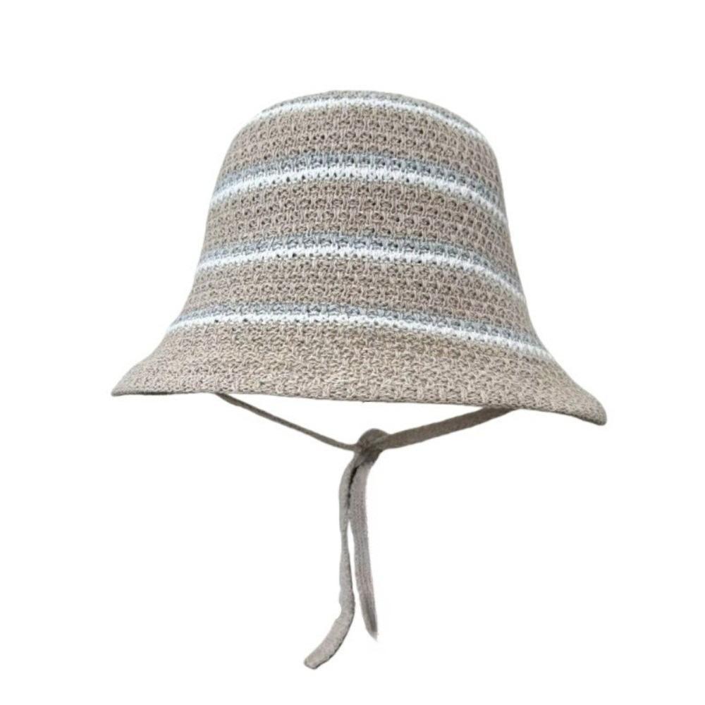 

Knitted Sunshade Hat Colorful Basin Hat New Striped Bucket Hat Travel хаки