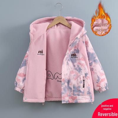 Doppelseitige Samt-Fleece Winterjacke für Mädchen - Wendbare Windjacke für ältere Kinder, Ideal für Frühling/Herbst, Skifahren und Outdoor-Aktivitäten.