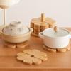 Four-Leaf Clover Thickened Heat-Resistant Table Mat with Wood Base - Suitable for Hot Pots, Pans, Bowls & Plates, Anti-Scald Coaster for Dining Table