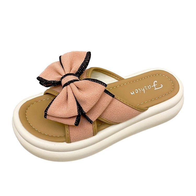 

Женские шлепанцы на платформе 2024 лето новинка бант мода мягкая подошва шлепанцы на одно слово женские взрывной сказочный стиль 40 розовый