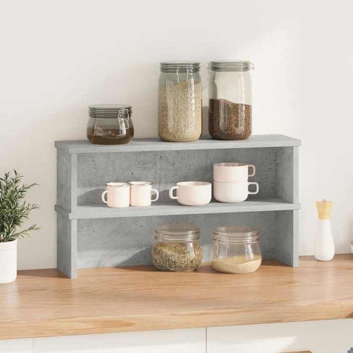 VidaXL Stackable Kitchen Shelves 2 Pcs Concrete Grey 60x15x16 Cm, Kitchen Storage Shelf, Cabinet Organizer 860506