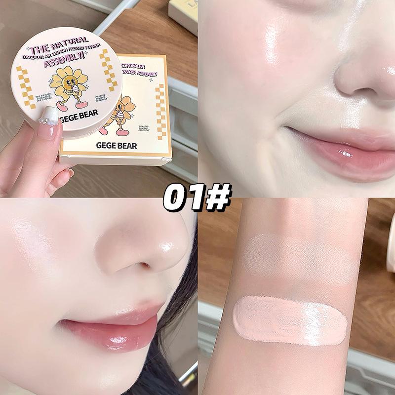 Gege Bear Natural Concealing Cushion Foundation: Creamy Compact for Acne, Dark Circles, Long-lasting Coverage.