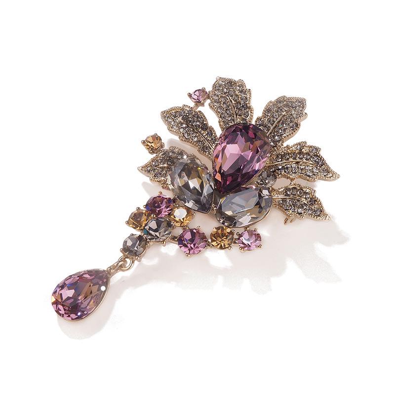 

Роскошная ретро брошь в виде листа Бодхи с кристаллами для женщин – Элегантная высококлассная булавка для пальто