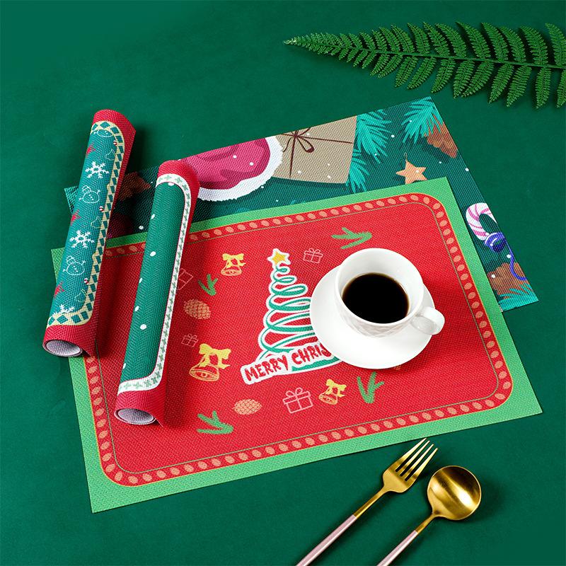 Beautiful Style Food Pad PVC Western Food Mat Placemats Christmas Dinner Table Mats Hotel Tableware Mats Home Kitchen Decoration