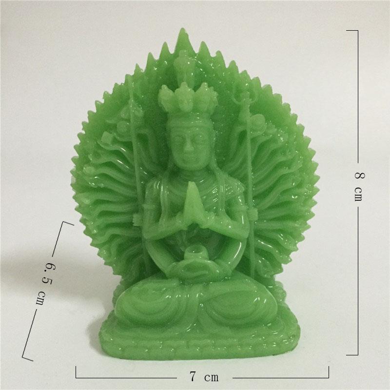 Glowing Thousand-hand Guan Yin Buddha Statue Man-made Jade Stone Ornaments Kwan Yin Buddha Sculpture Figurines Home Decoration