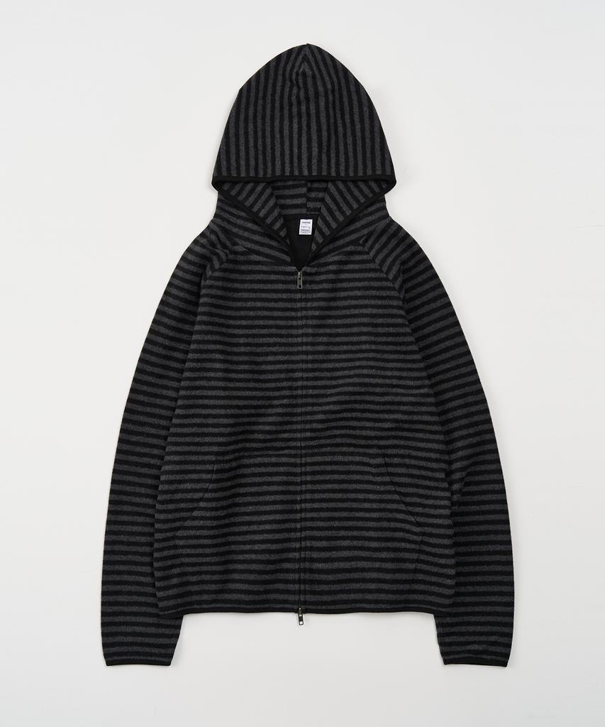 Felpa con cappuccio a zip a righe toffee (Carbone/Nero)