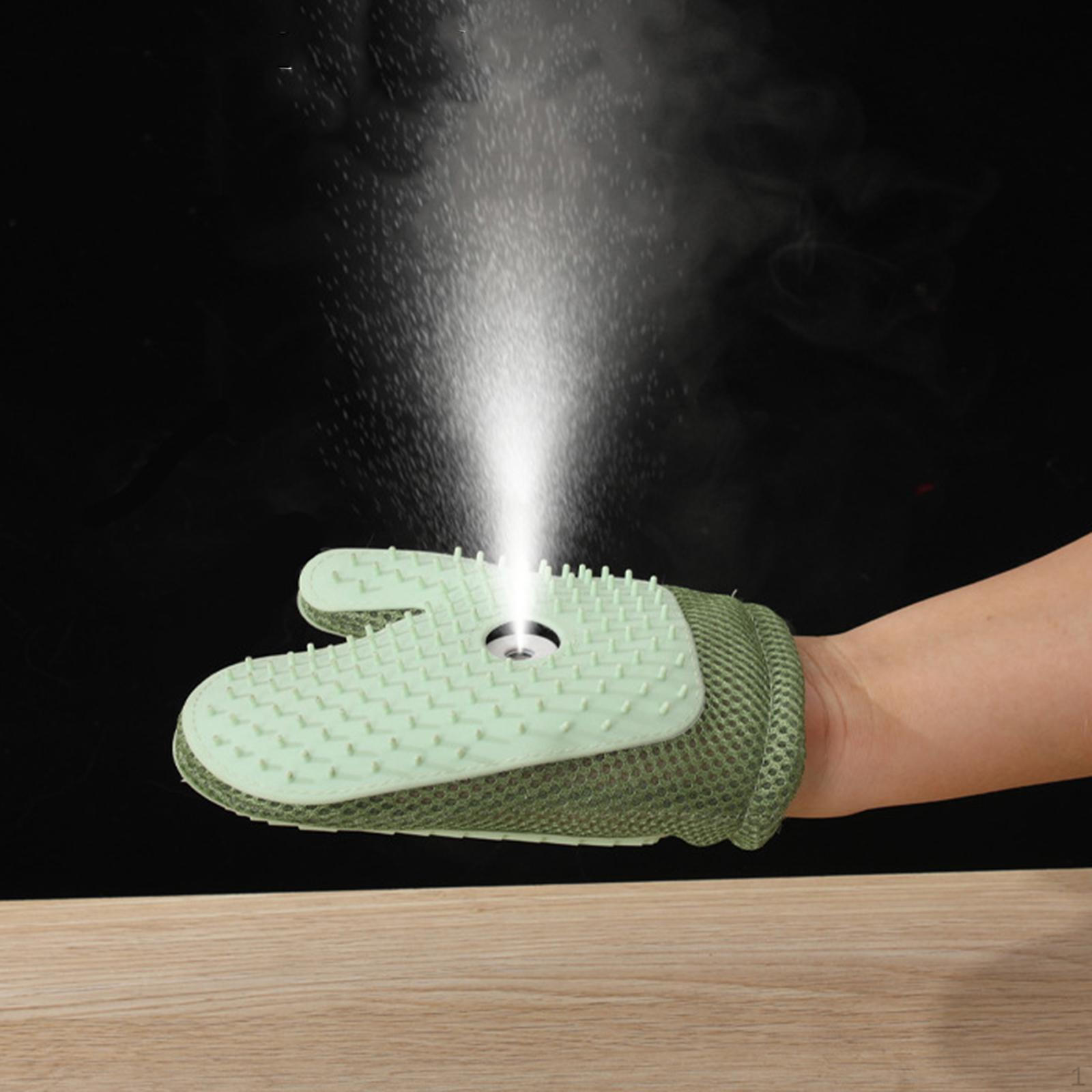 

Pet Grooming Glove with Spray Deshedding Dog Cat Hair Remover Massage Mitt зелений