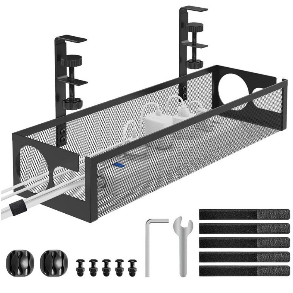 

Space Saving Under Desk Wire Management Tray No Drilling Data Wire Storage Rack for Home чёрный