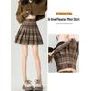 Korean Style Wool Plaid Pleated Mini Skirt for Women - High Waist A-line Slimming Design