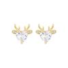 European And American Exquisite Antlers Love Stud Earrings Inlaid With Zircon Cute Lady Jewelry, Christmas And Holiday Models