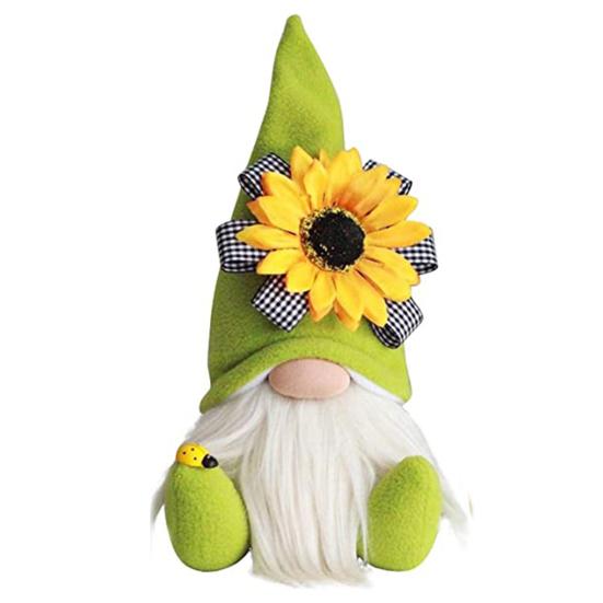 

Plush Doll Sunflower Gnome Pattern Home Decor Polyester Ornamental Stuffed Doll for Couch зелёный