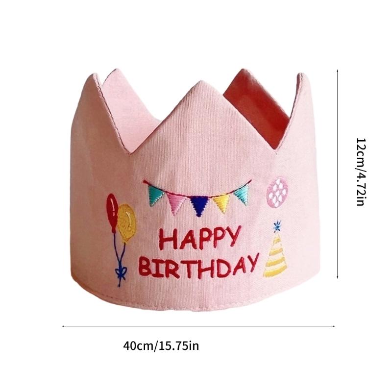 Handmade Birthday Crowned Hat For Baby First Birthday Party Photography Soft Cloth Embroidered Keepsake Accessory