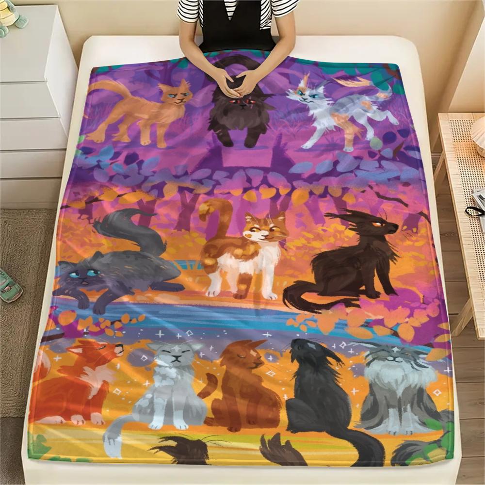 1 Peça Manta de Flanela com Estampa de Guerreiro Gato, Alta qualidade Confortável para Todas as Estações, Decoração de Casa, Calor e Conforto, Perfeita para Presentes de Natal