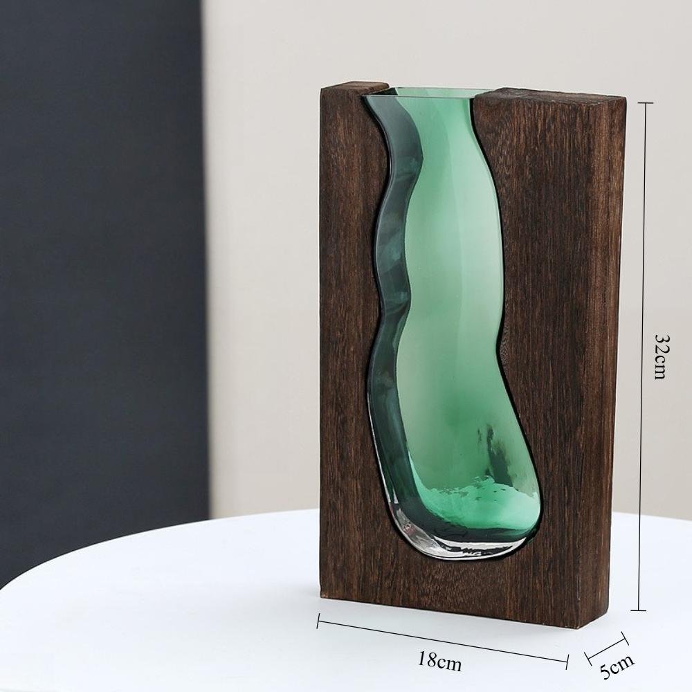 Creative Transparent Vase Nordic Style Wooden Glass Vase Decorate The Home Flower Vase Decorative Floral Arrangement Display