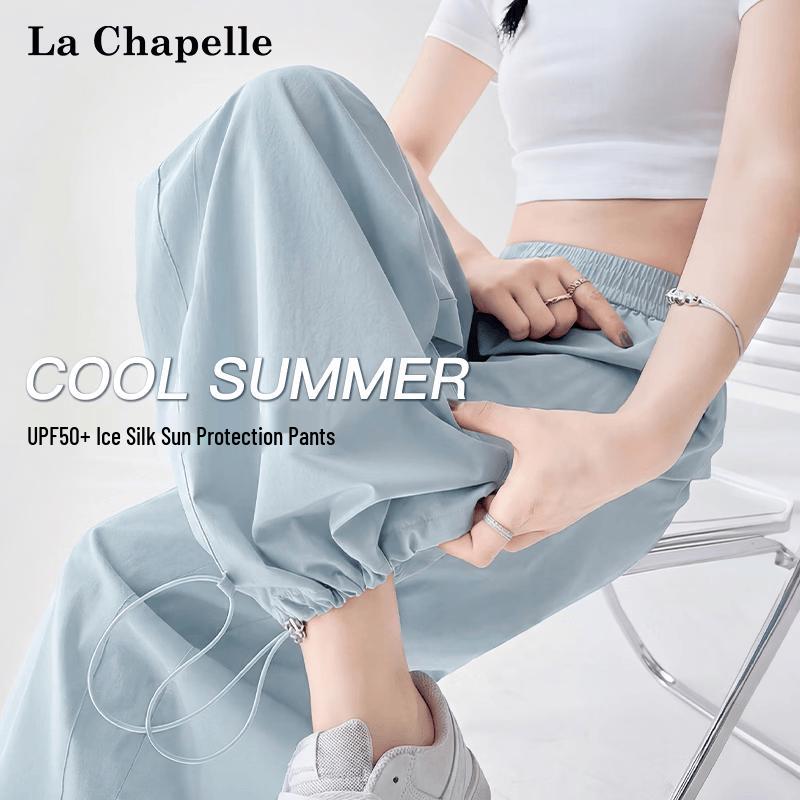 La Chapelle Women's Ice Silk High-Waist Wide-Leg Pants