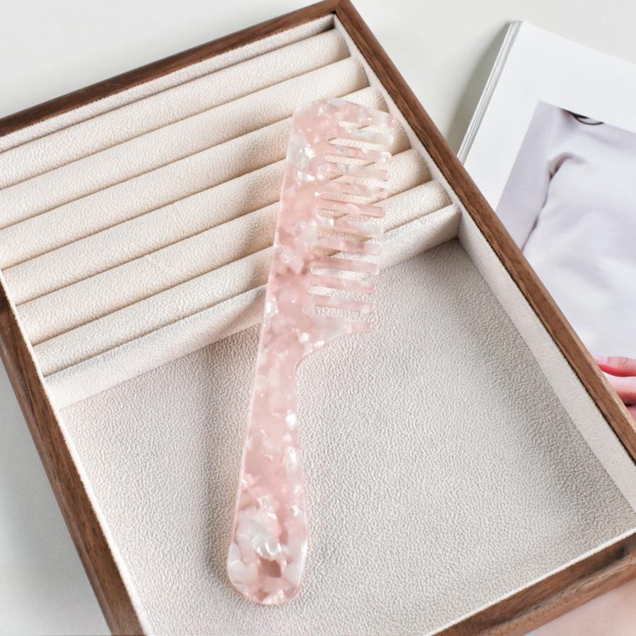 Acetic Acid Wide Teeth Comb Long Handle Women Girls Smooth Hair Comb Portable Traveling Styling Comb Comfortable Holiday Gifts