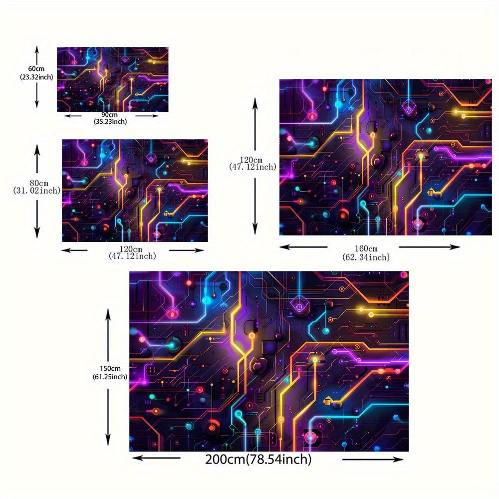 Vibrant Gradient Circuit Board Design Puzzle Pattern Office Chair Mat,Decorative Polyester Carpet for Home and Office,Holiday Gift Idea,High
