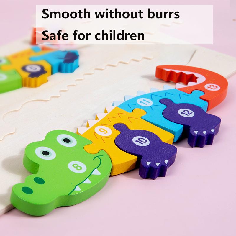 Puzzle din lemn pentru creșterea animalelor pentru copii mici, jucării educaționale pentru învățare din desene animate, jucării pentru educație timpurie pentru copii