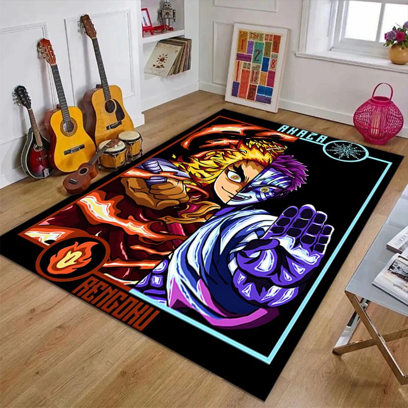 Rengoku Kyoujurou Polyester Carpet, Soft Indoor Mat for Office Chair, Living Room, Computer Desk - Decorative Home Office Rug Design