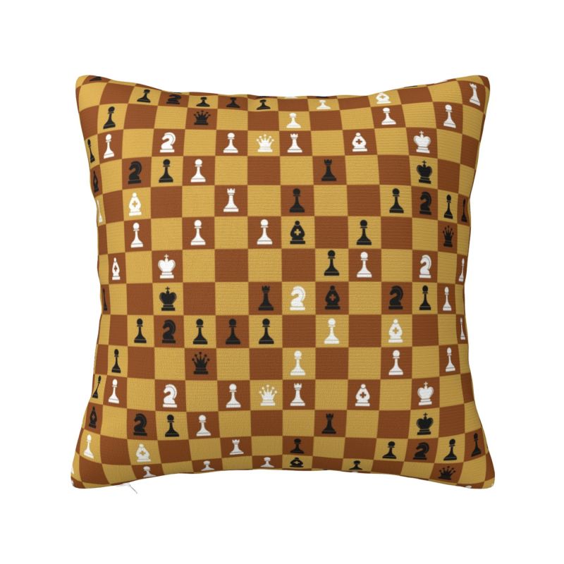 Custom Chess Club Seven Cushion Cover 45x45cm Chessboard Game Chess Piece Soft Modern Pillows for Sofa