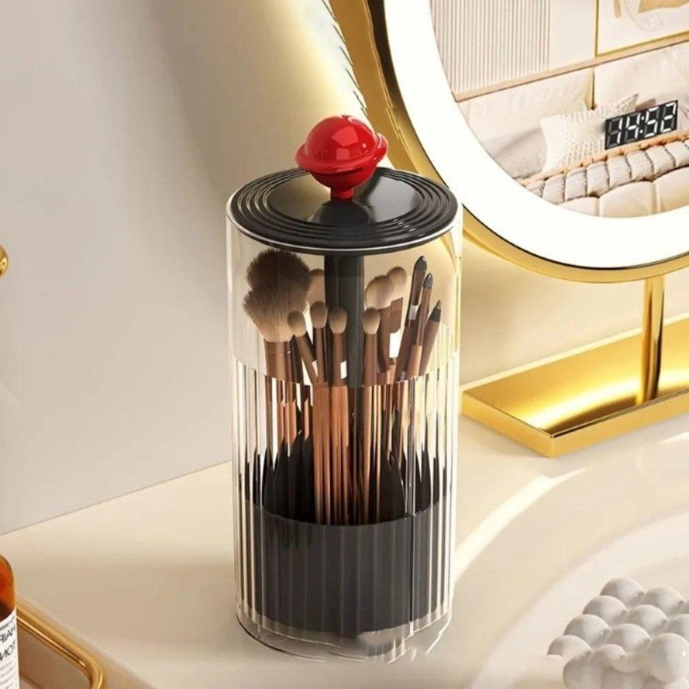 Automatic Lifting Makeup Brushes Holder with Lid Cosmetic Brushes Storage Box Lipstick Container