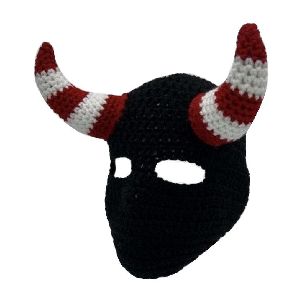 Devil Horn Winter Hat for Adult Handwoven Balaclava Cap Novelty Party Hat for Girl Boys Knit Mask Hat Cool Accessories