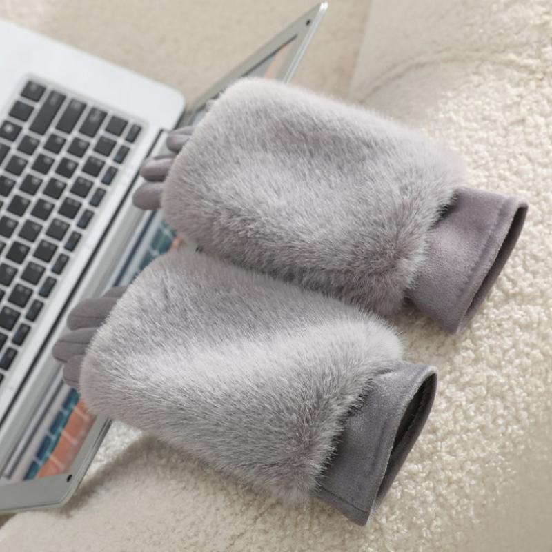 Thickened Fleece Lined Touchscreen Gloves Women'S Winter Warm Outdoor Cycling Windproof Gloves