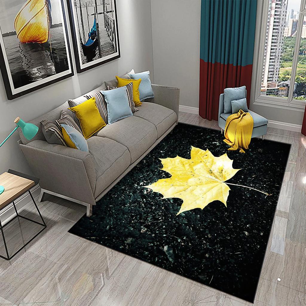 3D Colorful Leaves Carpet for Bathroom Entrance Door Anti-slip Floor Mat Kitchen Rug Mat for Living Room Bedroom Decor Area Mats