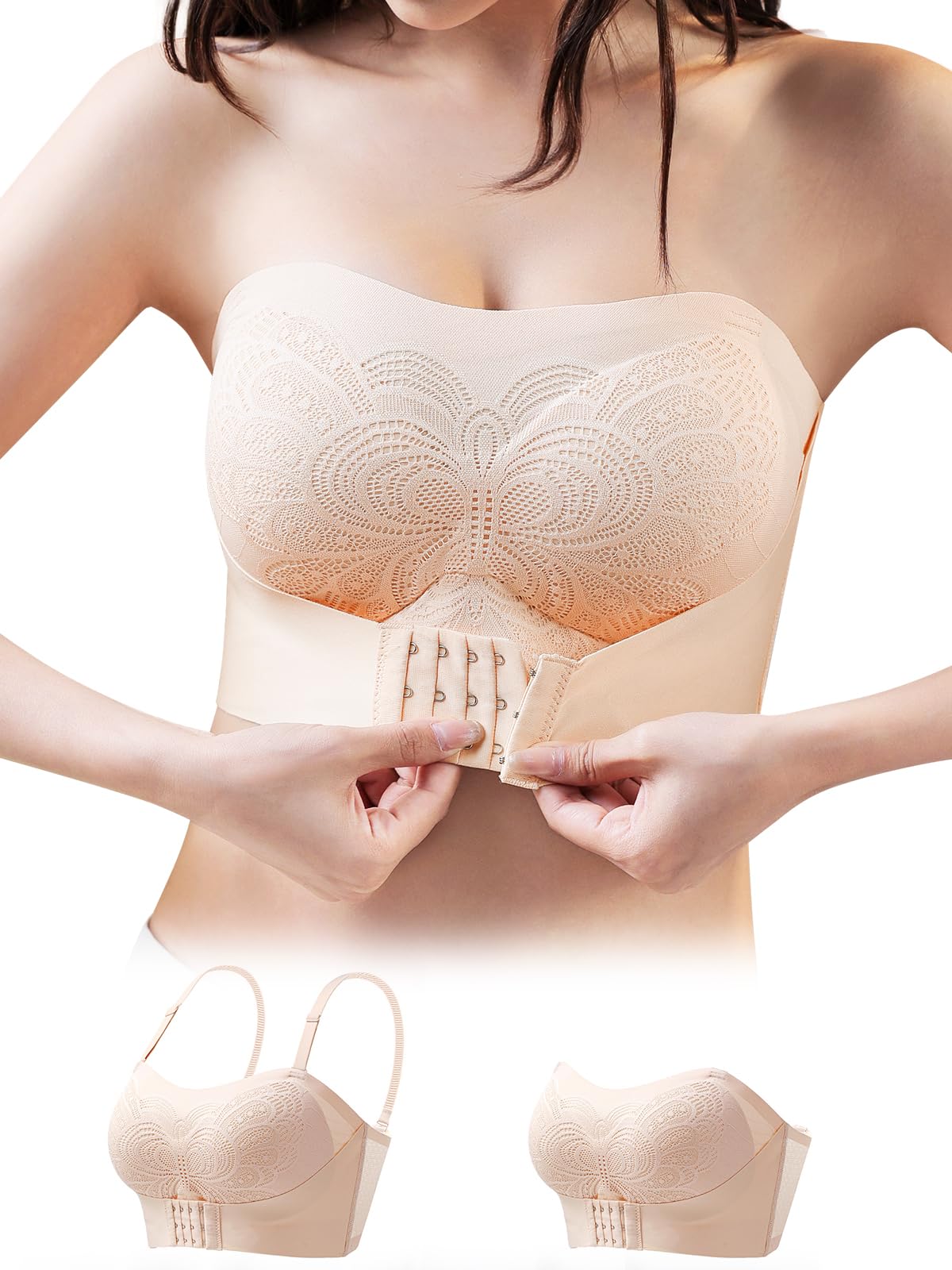 

Бюстгальтер без бретелек, который падает трубкой, свисающий тройной без бретелек, очень делает вас красивой грудью и бюстгальтер [veimia] не спадет, топ, [беспроводной, розовый