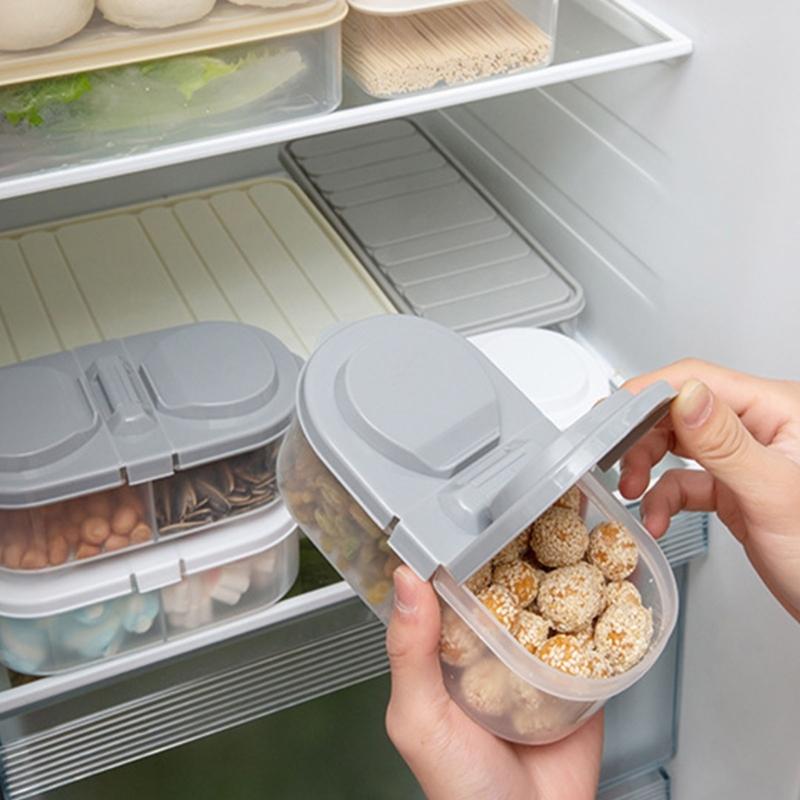 Clear Lid Double Compartment Food Storage Container Plastic Snacks Keepers For Kids Travel And Daily Use