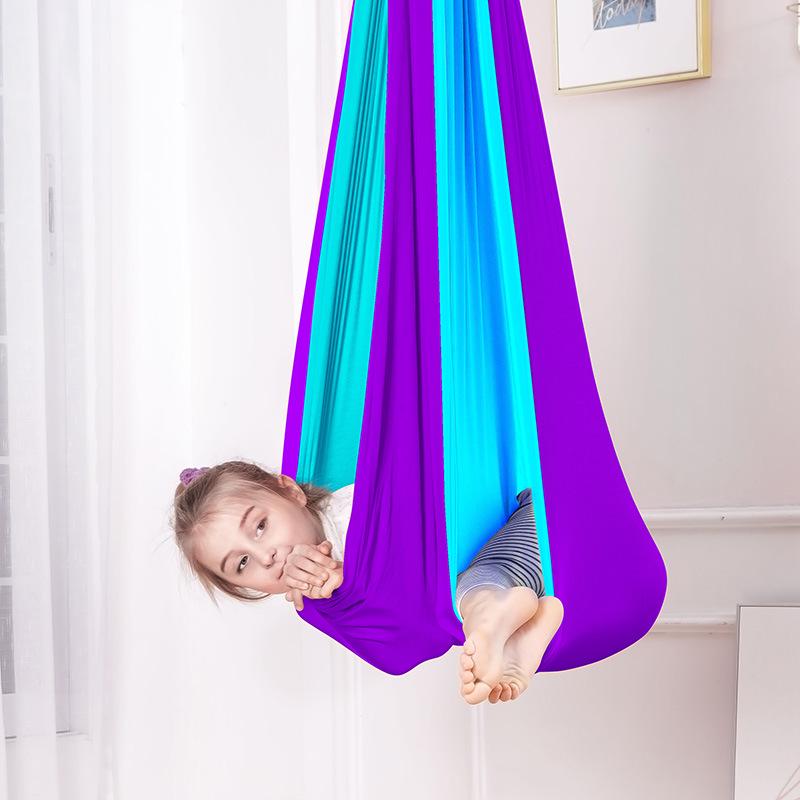 Children's Double-Layer Stretchy Hammock Swing for Indoor/Outdoor Sensory Yoga (230*150)
