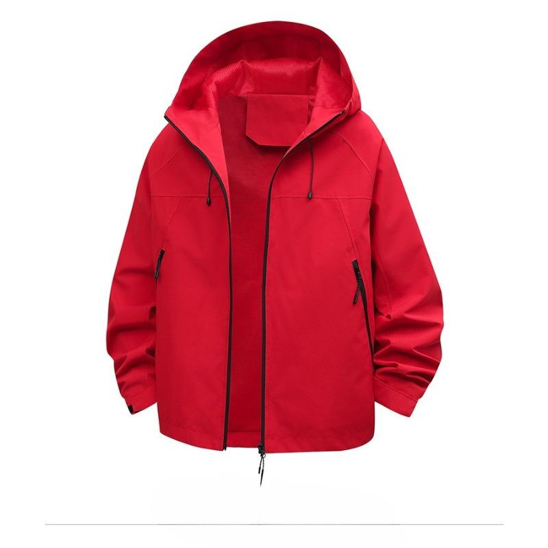 Spring Fashion Solid Color Waterproof Sports Mountaineering Hooded Jacket Men's Casual Loose Jacket