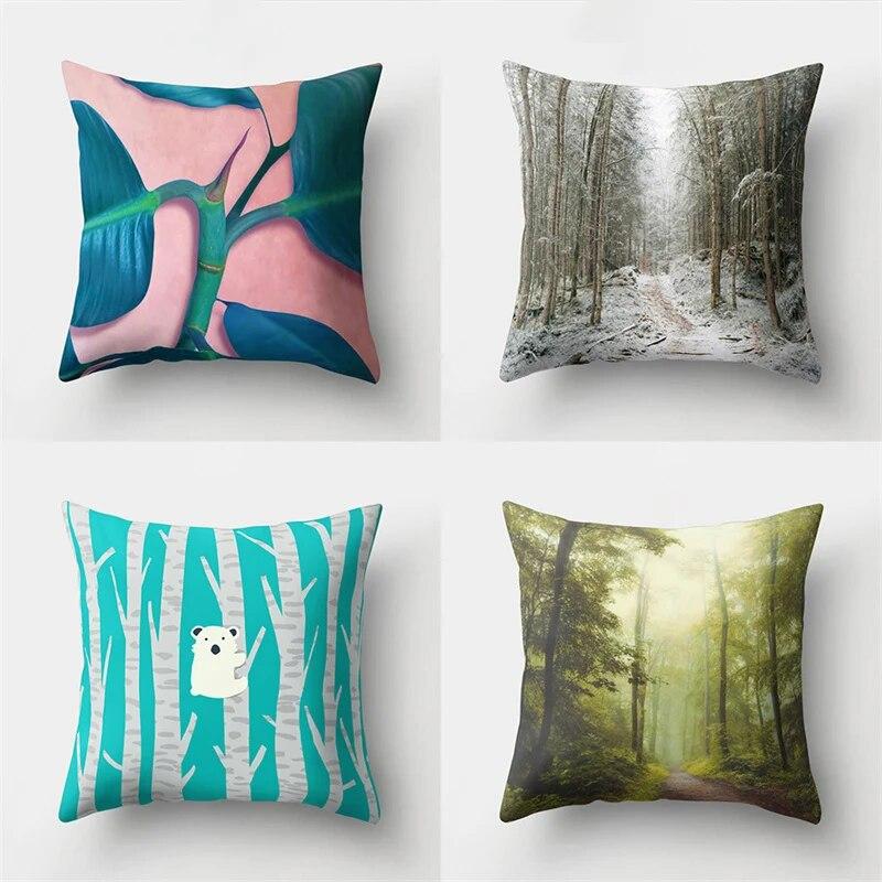 Ginkgo-Baumblatt-Kissenbezug, Schlafzimmer, Wohnzimmer, Wohnkultur, vier Jahreszeiten, Naturlandschaft, Poster