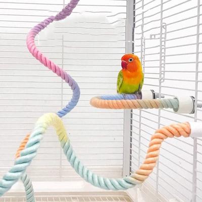 Soft Screw Head Colored Cotton Parrot Pole Sturdy Flexible Parrot Standing Woven Rope Hanging Clip Rotating Bird Bite Exercise