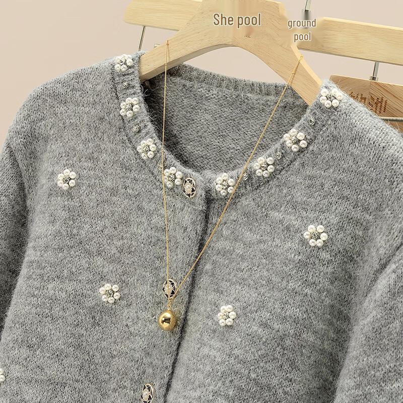Shechi Women's Elegant Beaded Knit Cardigan