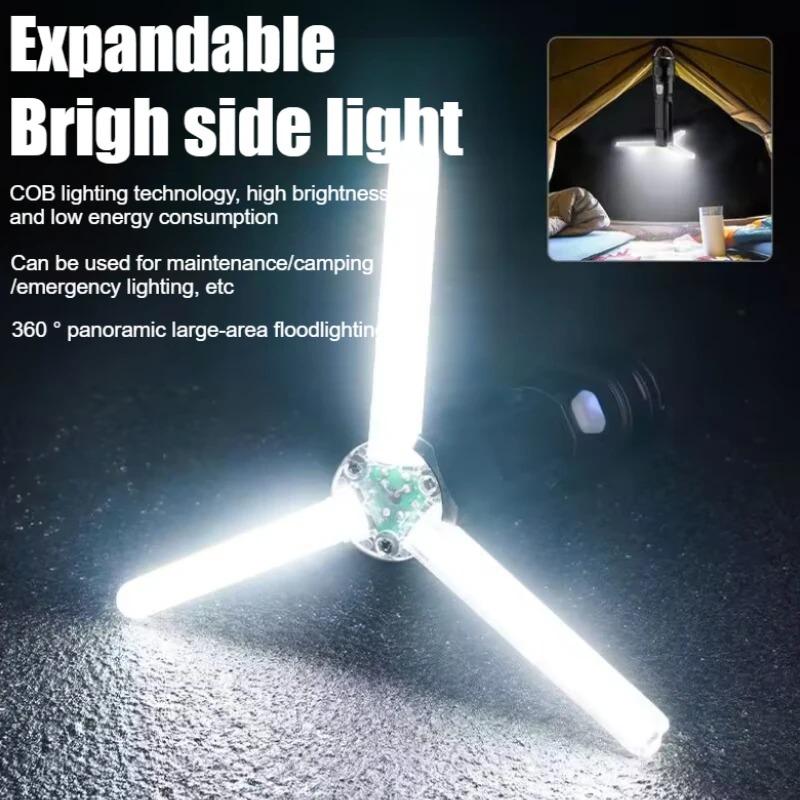 2800mAh Strong Light Outdoor LED Flashlight Rotating Zoom Portable Rechargeable LED COB Camping 5 Modes Multi Functional Lantern