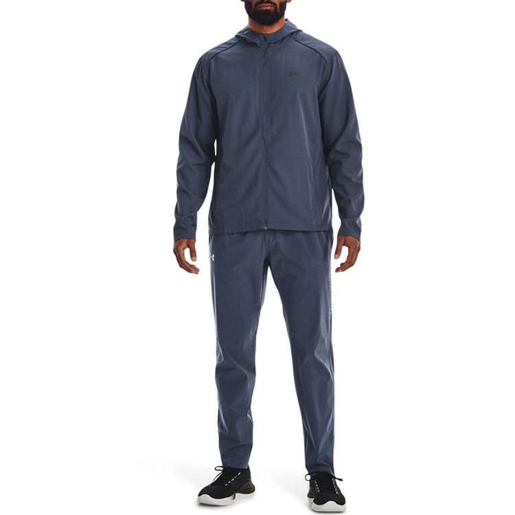 Under Armour Storm Logo Printed Hooded Running Jacket Men Jacket Gray 1376795-044