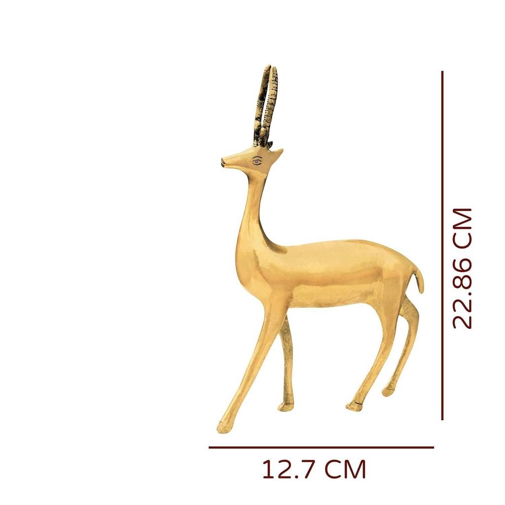Brass Deer Statue | Height-22 cm Aprrox. | Vastu Idol for Home and Office | Zonal Placement-West/WNW|