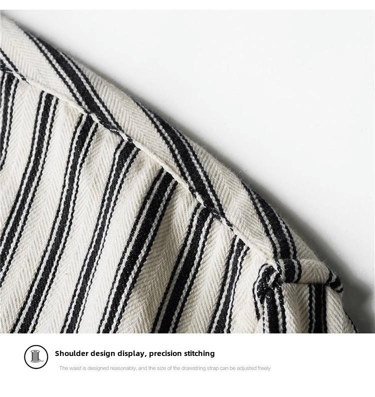 Retro Men's Cotton Striped Long-Sleeve Slim Shirt