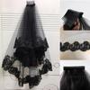 Black Two Layers Wedding Veils With Comb Lace Tulle Short Bridal Veil Accessories for Wedding