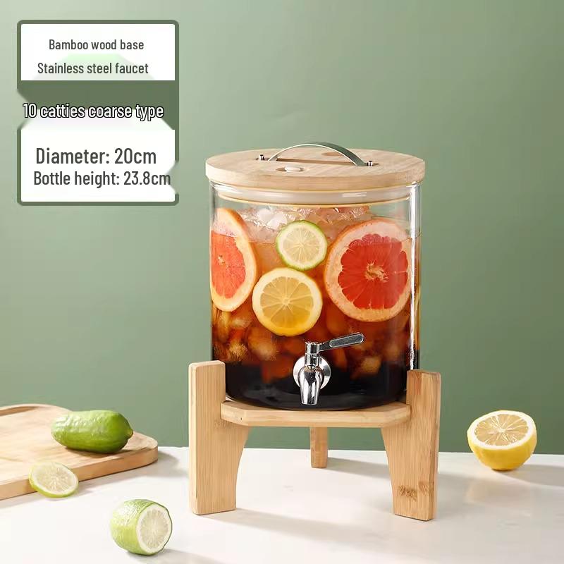 Glass Beverage Dispenser: High-Temperature Resistant Lemonade, Tea, and Juice Container