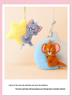 Cat and Mouse Under Moon and Stars Plush Pendant - Cute Starry Sky Keychain Charm
