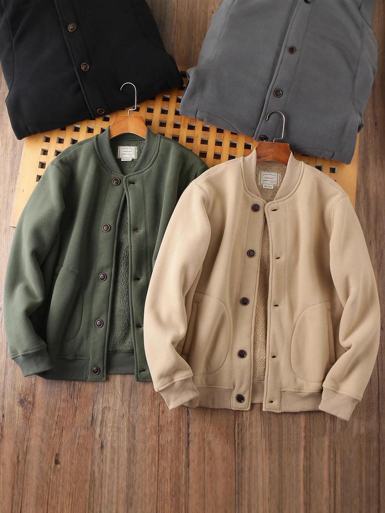 2026 New Style Double-Sided Fleece-Lined Baseball Jacket - Unisex Thickened Warm Outerwear for Autumn/Winter