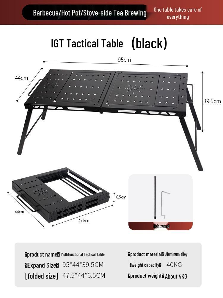 Tragbarer leichter Aluminium-Campingtisch - Faltbare taktische IGT BBQ-Tischplatte