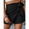 Casual  Color Skirt Pants  Women High Waist Texture Sensation Simple Design Comfortable Fit Trousers