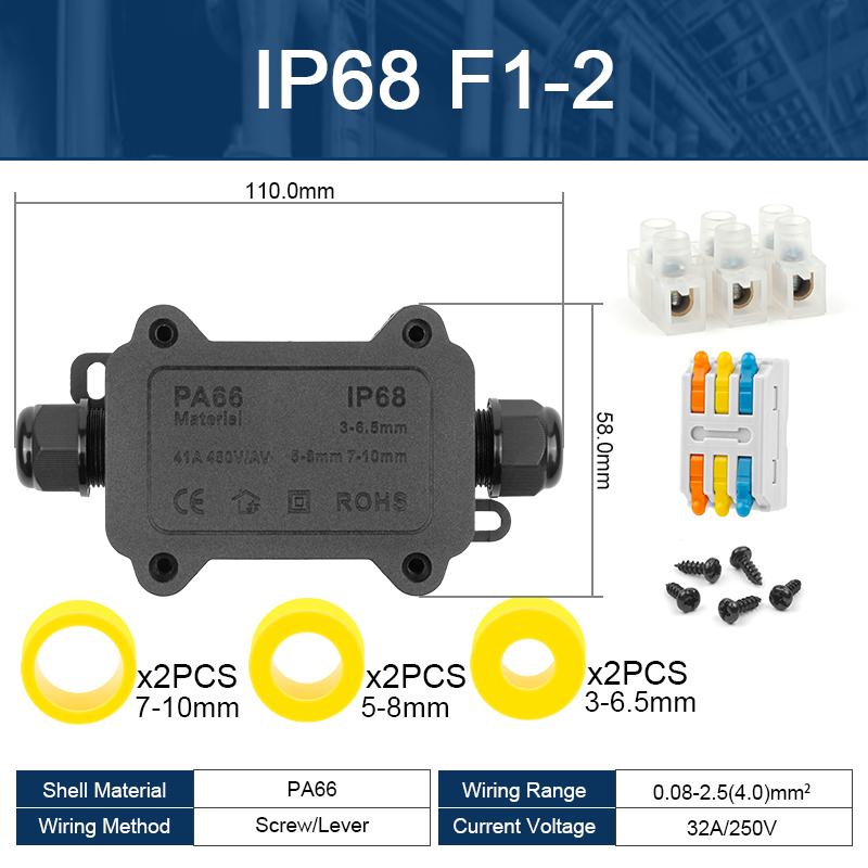 

2/3/4-ходова зовнішня водонепроникна розподільна коробка IP68 Електричні кабельні з єднувачі для електронних проводів Зовнішня електрична розподільна коробка 32A