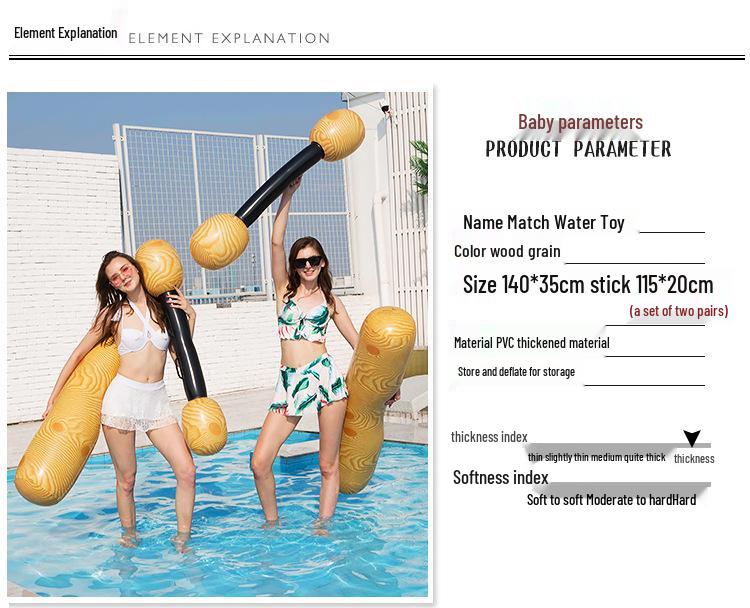 Inflatable Adult Water Jousting Game Set with Wooden Sticks Floats