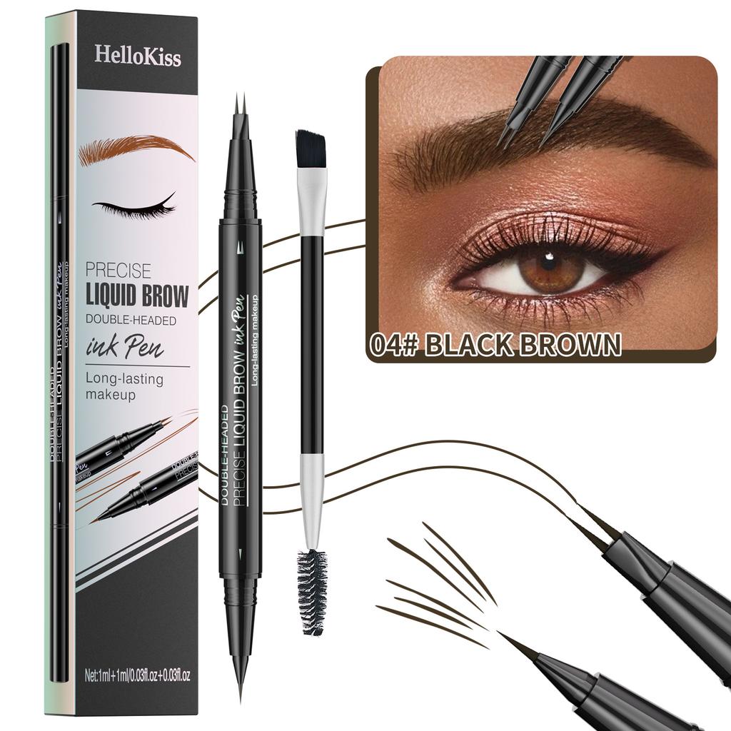 Natural and Smooth Wild Eyebrow Two-headed Eyebrow Pencil, Waterproof, Sweat-proof and Non-smudging Double-headed Eyebrow Pencil