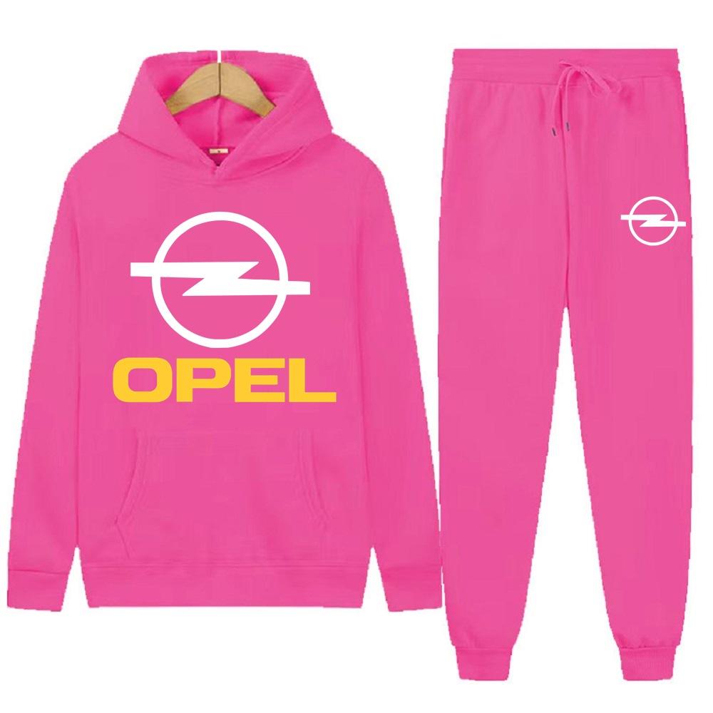 Men's Women 2Pcs Sets Fleece Sweatshirt Hoodies Pants OPEL Car Male Sportswear Tracksuits Unisex Ensemble Homme