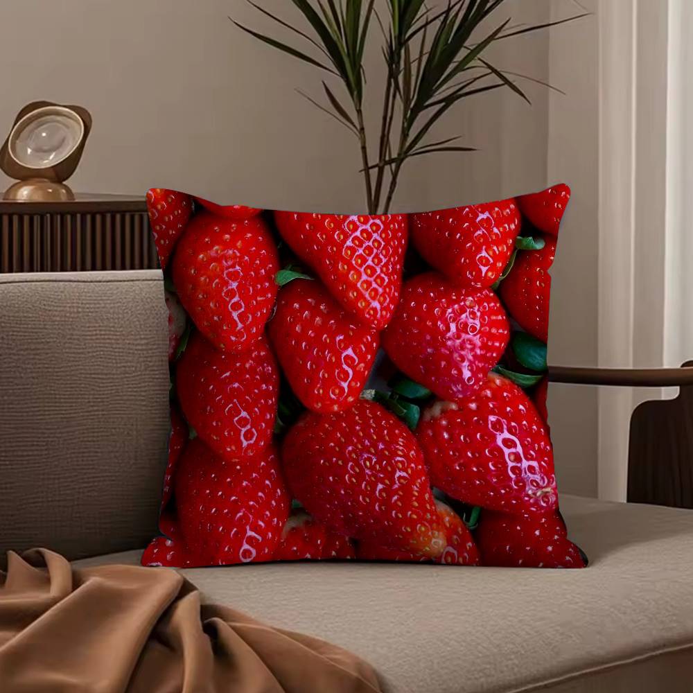 Fresh Food Anime Health Pillow Case Anti-dustmite Pillowcase Invisible zipper silky short plush Sofa cushion cover